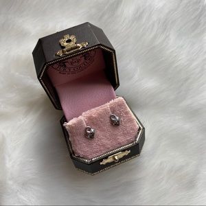 Juicy couture silver heart lock stud earrings